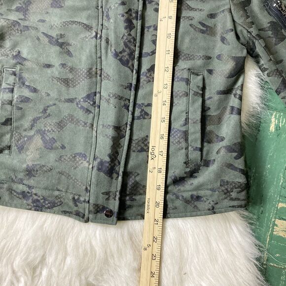 LYSSÉ NY Moto Zip Up Snap Jacket Camouflage Green Sz Medium Green Army Short EUC - Picture 12 of 14